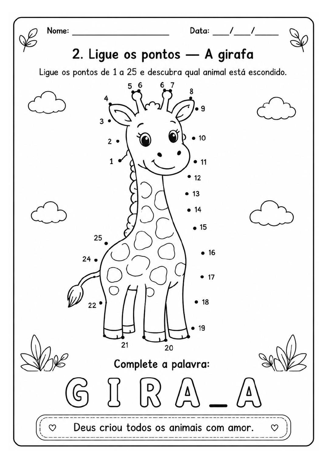 Ligue os pontos — A girafa