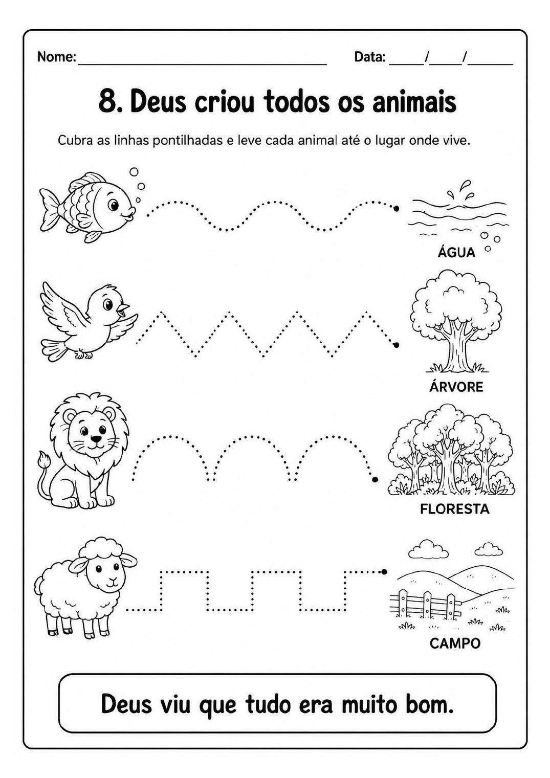 Deus criou todos os animais — traçado